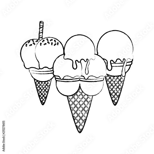 Ice cream cones icon over white background, vector illustration