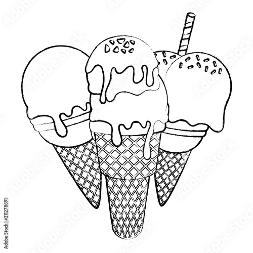 Ice cream cones icon over white background, vector illustration