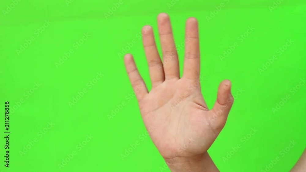 Woman Waving Hand Saying Hello And Hi Gesture. Chroma Key Background Woman Waving Hand Saying Hello And Hi Gesture. Chroma Key Background