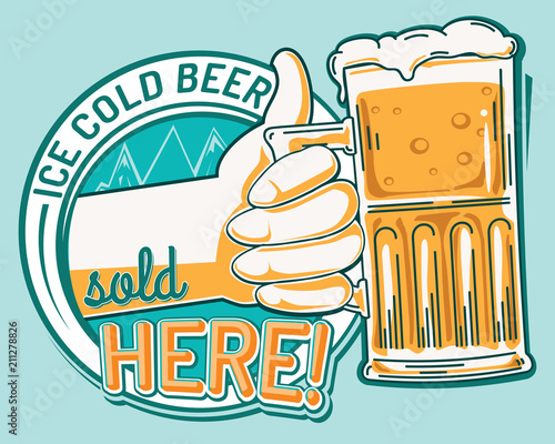 Cold beer advertising sign