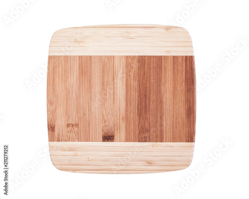 unused empty Wooden kitchen Board for cutting isolated on white background top view