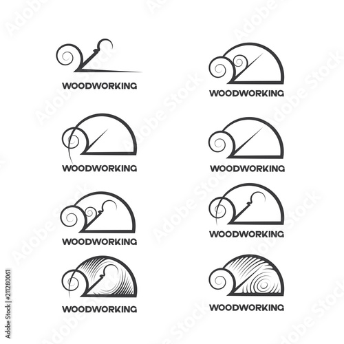 
an illustration consisting of an image of a chisel plowing a tree and the inscription "woodworking"