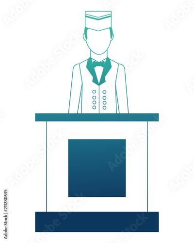 bellboy hotel worker in reception isolated icon vector illustration design