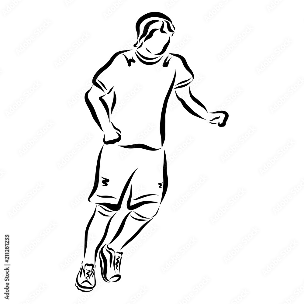 Running young man, Footballer, sport, health and play Running young man, Footballer, sport, health and play