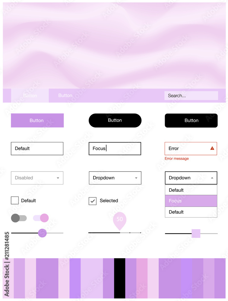 Naklejka premium Light Purple vector Material Design Kit with liquid shapes.