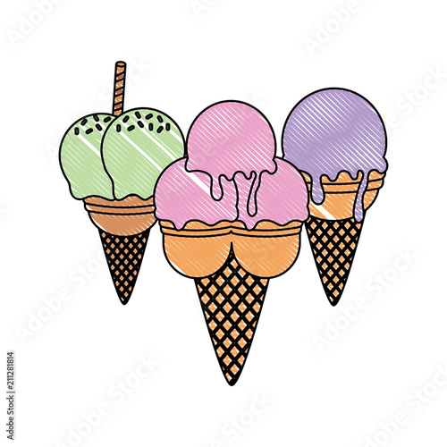 Ice cream cones icon over white background, colorful design. vector illustration