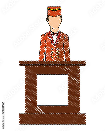 hotel reception bellboy service professional vector illustration drawing