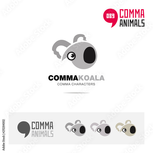 Koala animal concept icon set and modern brand identity logo template and app symbol based on comma sign photo