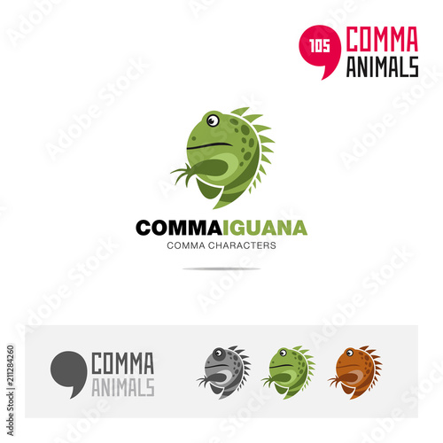 Iguana animal concept icon set and modern brand identity logo template and app symbol based on comma sign
