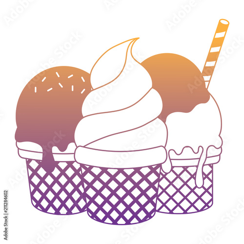 sweet ice creams over white background, colorful design. vector illustration