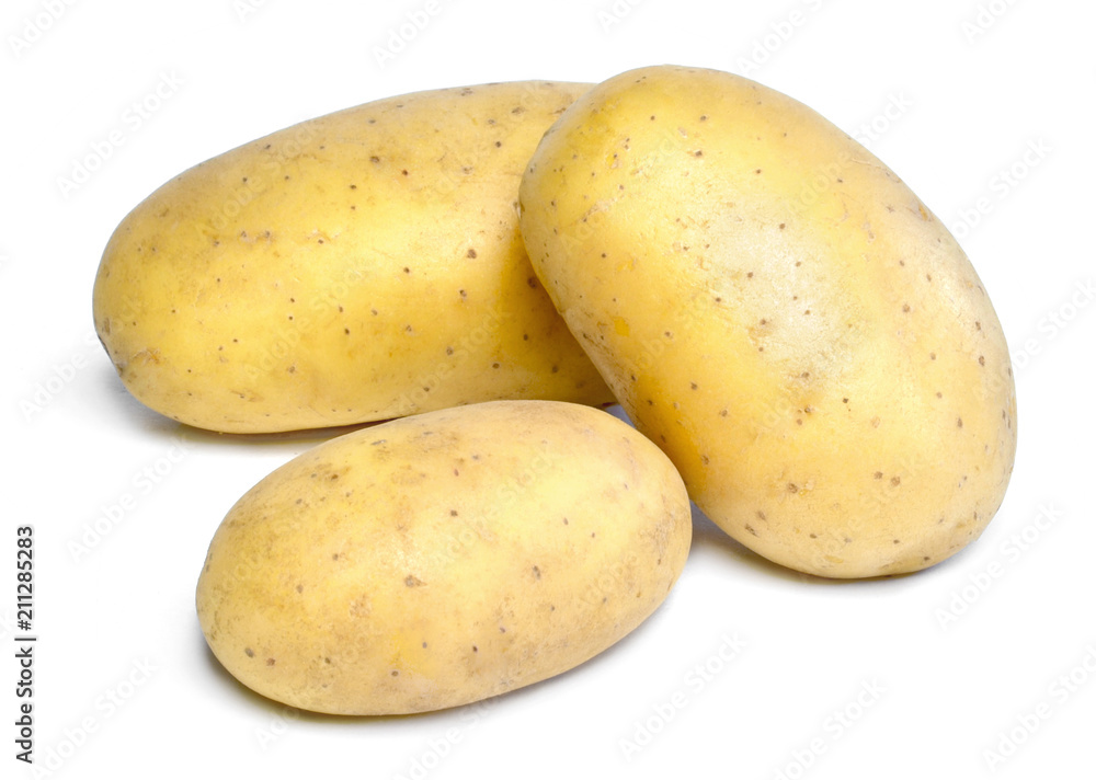 Potato isolated on white background. Fresh, raw potatoes, studio shot. Cooking ingredient. Potato isolated on white background. Fresh, raw potatoes, studio shot. Cooking ingredient.