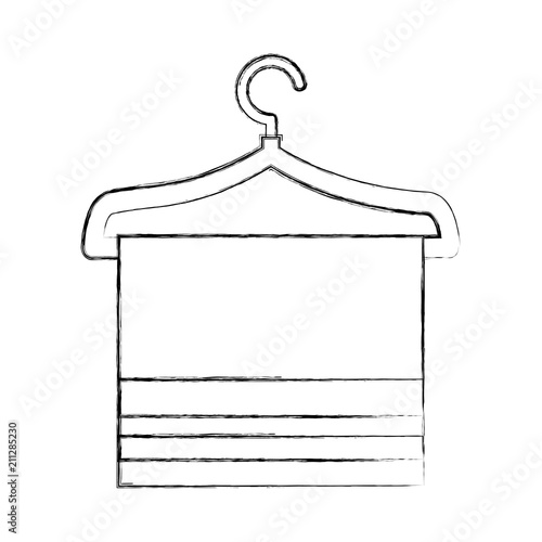 wire clothes hook with towel isolated icon vector illustration design