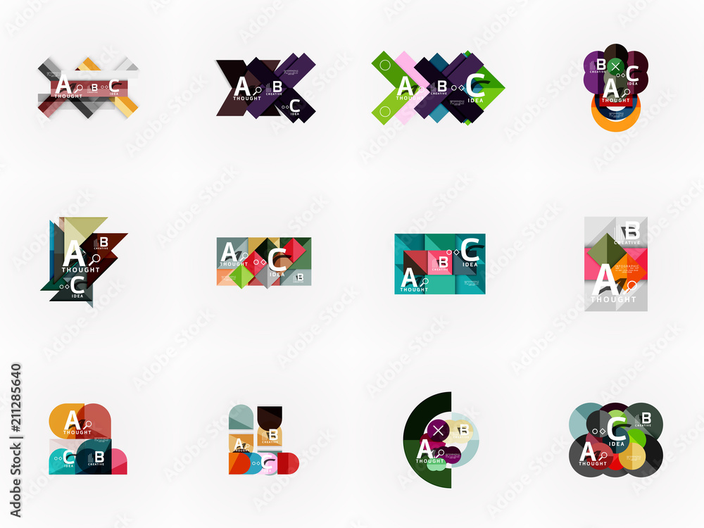 Fototapeta premium Set of geometric design abstract option infographics