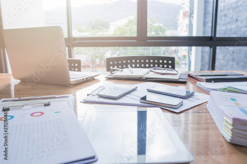 Financial administrator working desk with copy space - Business Concept