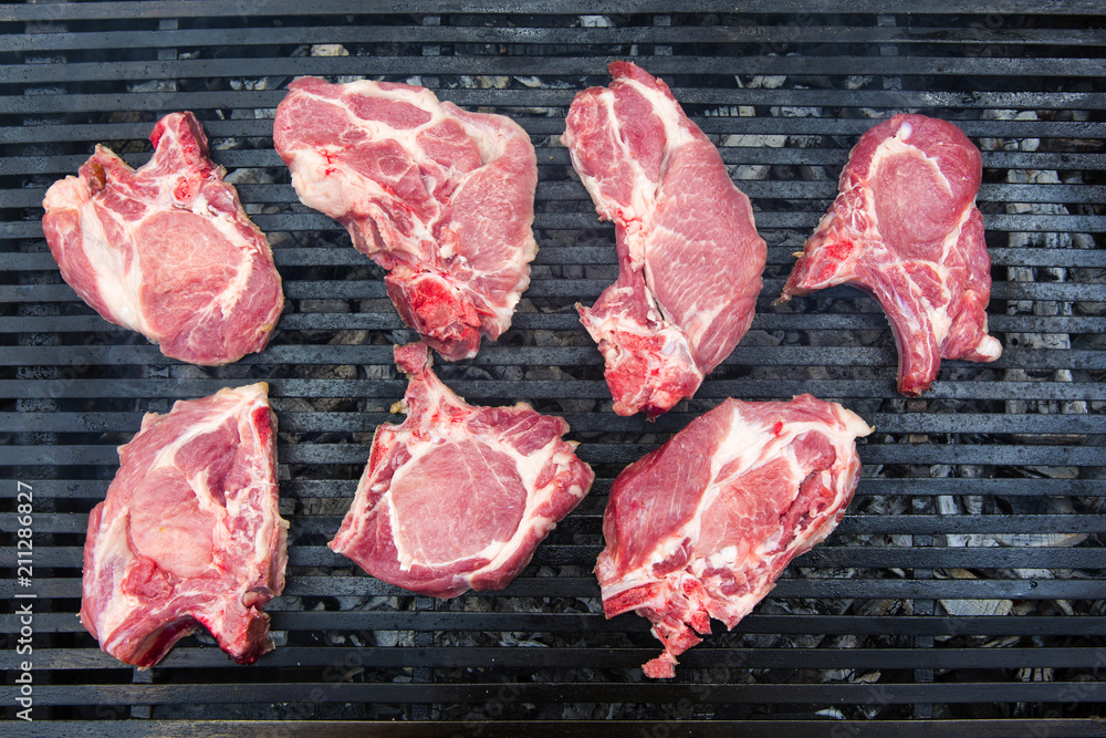Fresh steak on grill