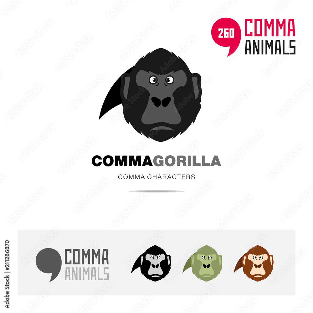 Gorilla Ape animal concept icon set and modern brand identity logo template  and app symbol based on comma sign Stock Vector | Adobe Stock