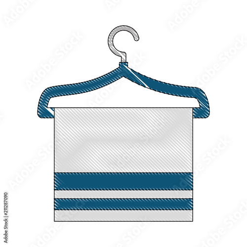 wire clothes hook with towel isolated icon vector illustration design photo