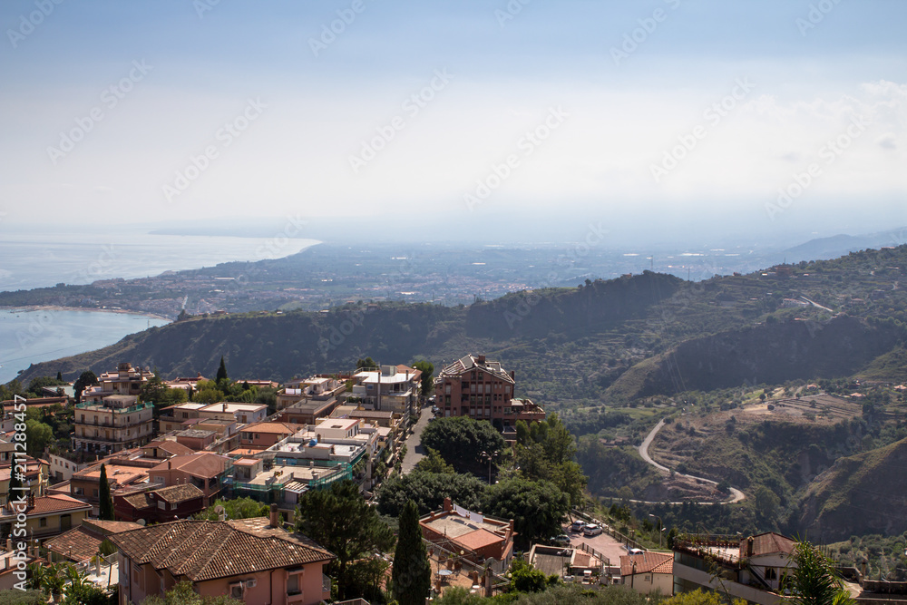 Panorama view from Taormina, Italy
