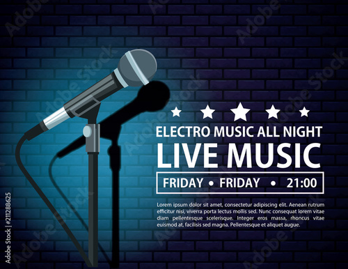 Electro music festivas poster with microphone vector illustration graphic design