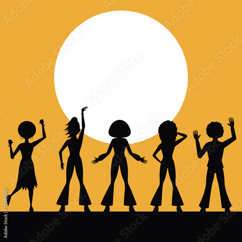 People silhouettes dancing in disco vector illustration graphic design vector illustration graphic design