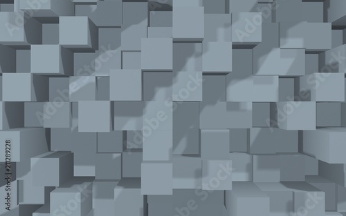 Abstract gray elegant cube geometric background. Chaotically advanced rectangular bars. 3D Rendering, 3D illustration