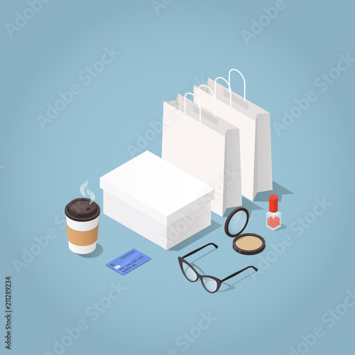 Clothes and Makeup Shopping Illustration