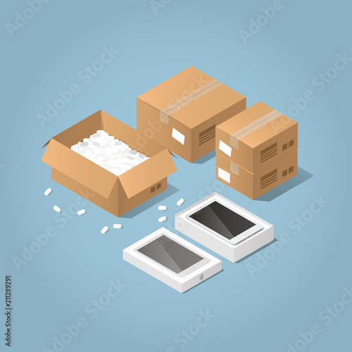 Unpacking Online Purchase Illustration