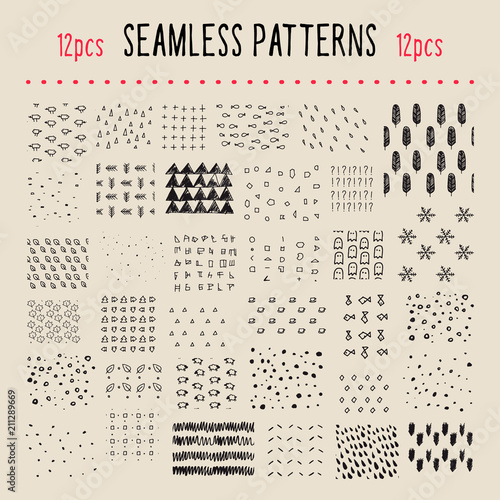 Collection of handmade semaless textures.