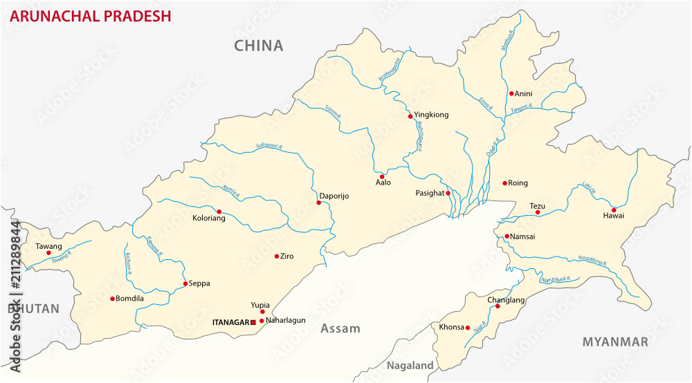 Arunachal Pradesh vector map