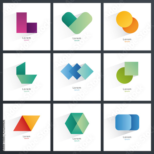 Simple geometric shapes.