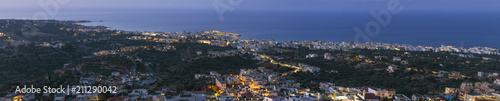 panorama of Limenas Chersonisou coast line at night