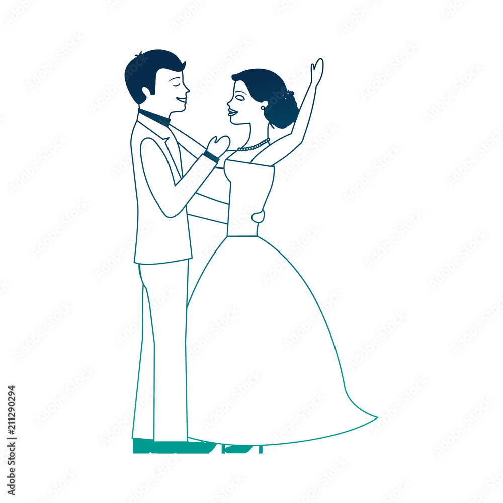 Obraz premium married couple dancing avatar character vector illustration design