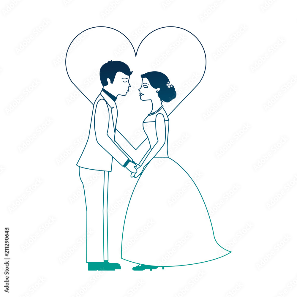 married couple with heart avatar character vector illustration design married couple with heart avatar character vector illustration design
