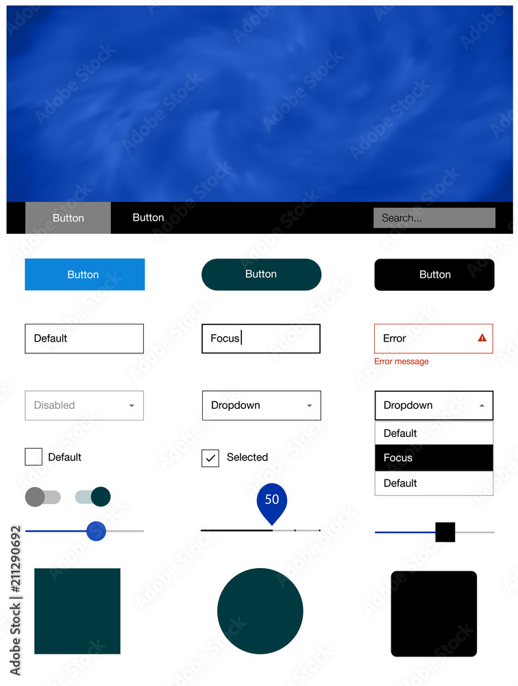 Dark BLUE vector design ui kit with universe stars. Dark BLUE vector design ui kit with universe stars.