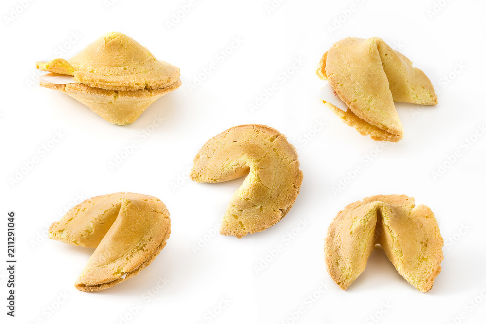 Fortune cookies isolated on white background, different view

