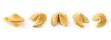 Fortune cookie isolated on white background. Different view. Panorama view

