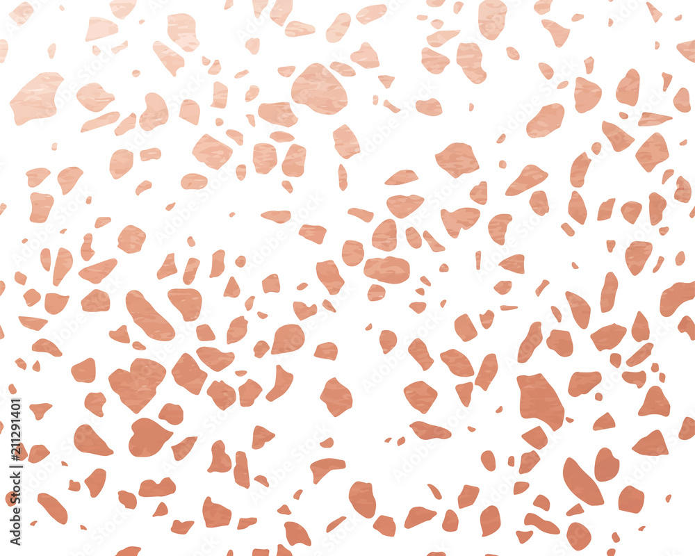 Copper Terrazzo Pattern. Endless Background.