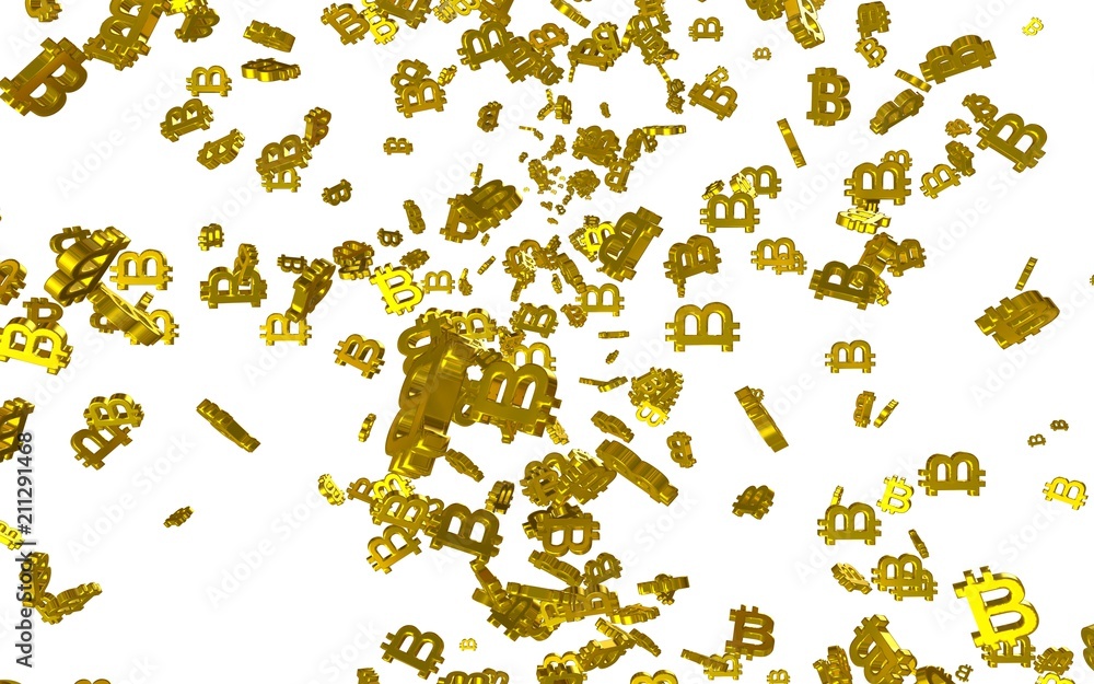 Digital currency symbol Bitcoin on a white background. Fall of bitcoin. Cryptocurrency graph on virtual screen. Business, Finance and technology concept. 3D illustration Digital currency symbol Bitcoin on a white background. Fall of bitcoin. Cryptocurrency graph on virtual screen. Business, Finance and technology concept. 3D illustration