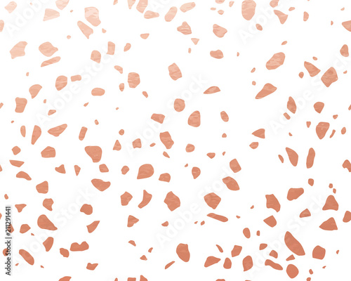Copper Terrazzo Pattern. Endless Background.