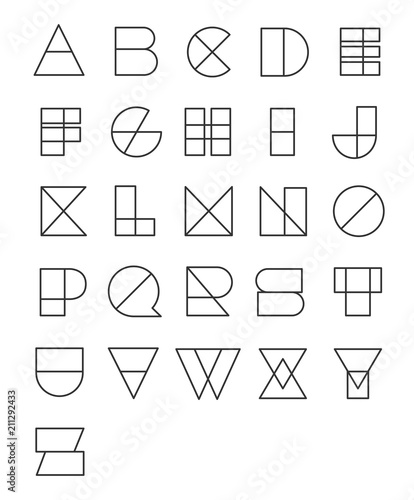 Line geometric font design. Abstract modern lettering. Vector alphabet set.