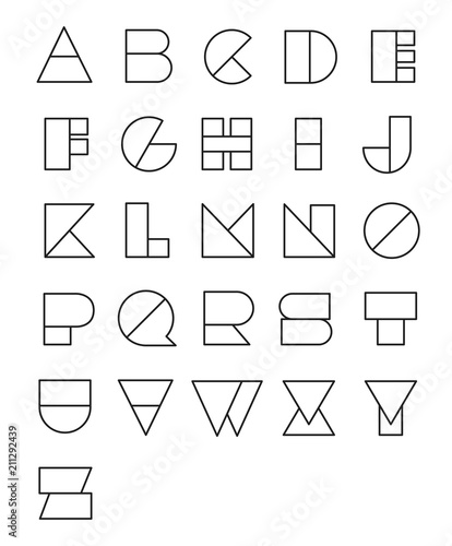 Line geometric font design. Abstract modern lettering. Vector alphabet set.