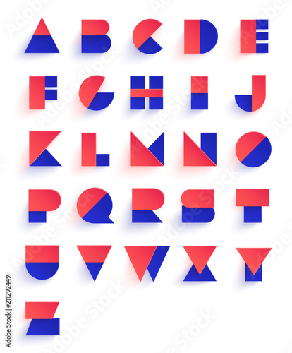Colorful geometric font design. Abstract modern lettering. Vector alphabet set.