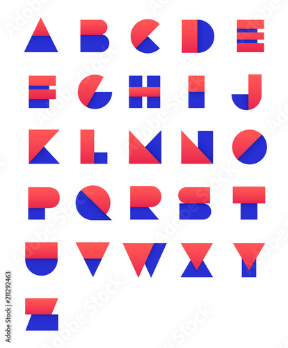Free Download Colorful geometric font design. Abstract modern lettering. Vector alphabet set. - GFXLoad
