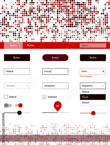 Dark Red vector Material Design Kit with dots.