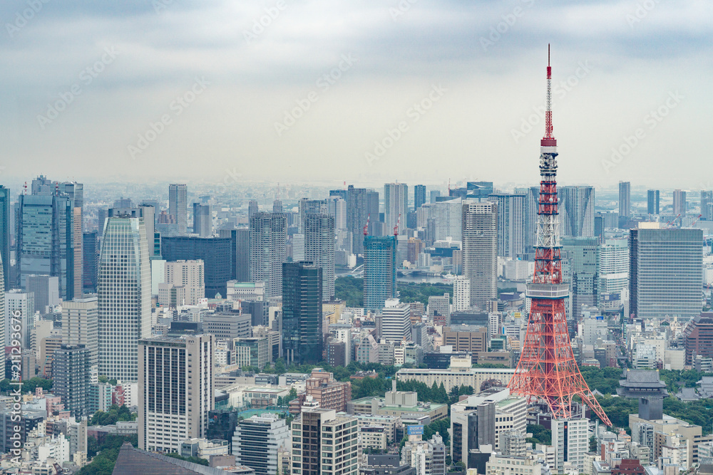 TOKYO, JAPAN - June 21, 2018: Tokyo Tower is the world's tallest, self-supported steel tower in Tokyo, Japan