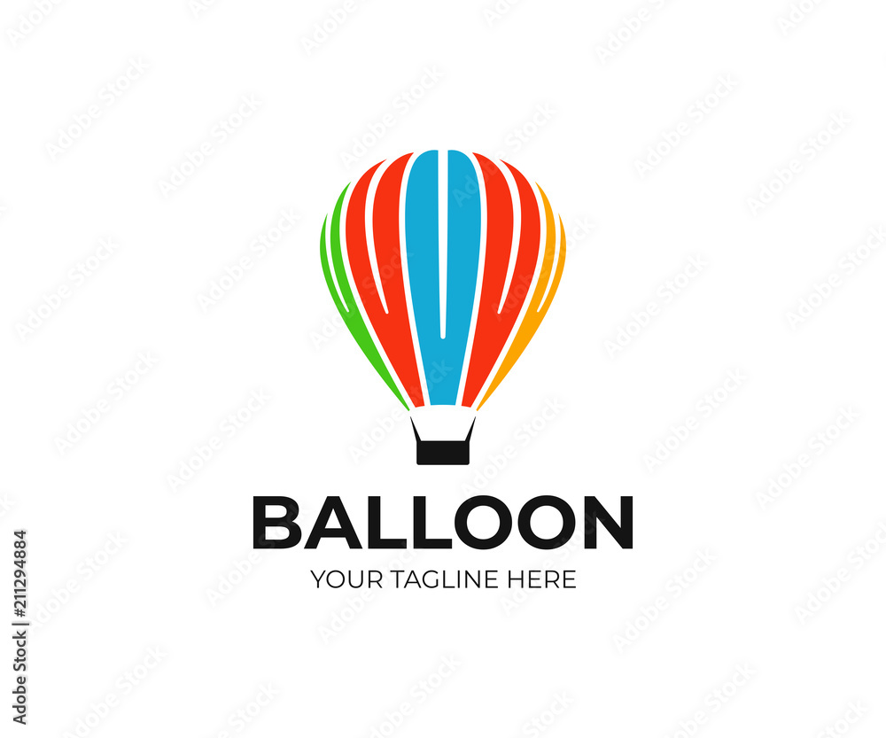 Obraz premium Hot air balloon logo template. Ballooning vector design. Air balloon ride logotype