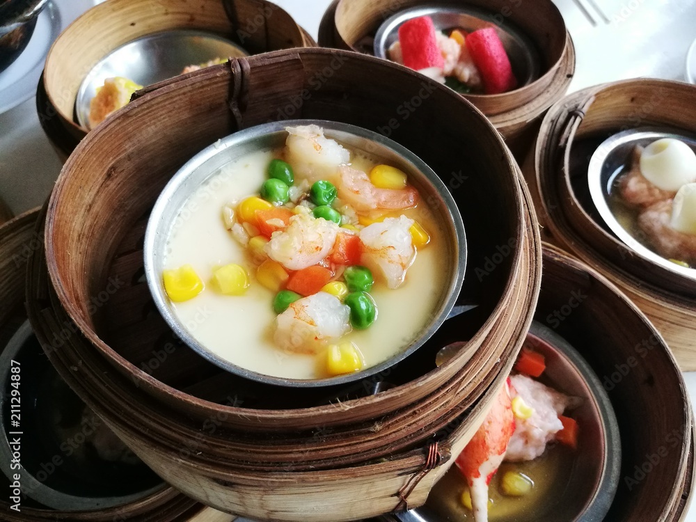 steamed egg and shrimp topping steamed egg and shrimp topping