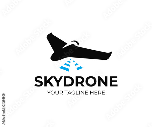 Aerial mapping drone logo template. Drone survey vector design. Unmanned uav service logotype