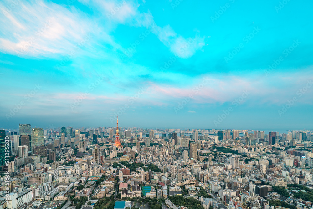 TOKYO, JAPAN - June 21, 2018: Tokyo Tower is the world's tallest, self-supported steel tower in Tokyo, Japan