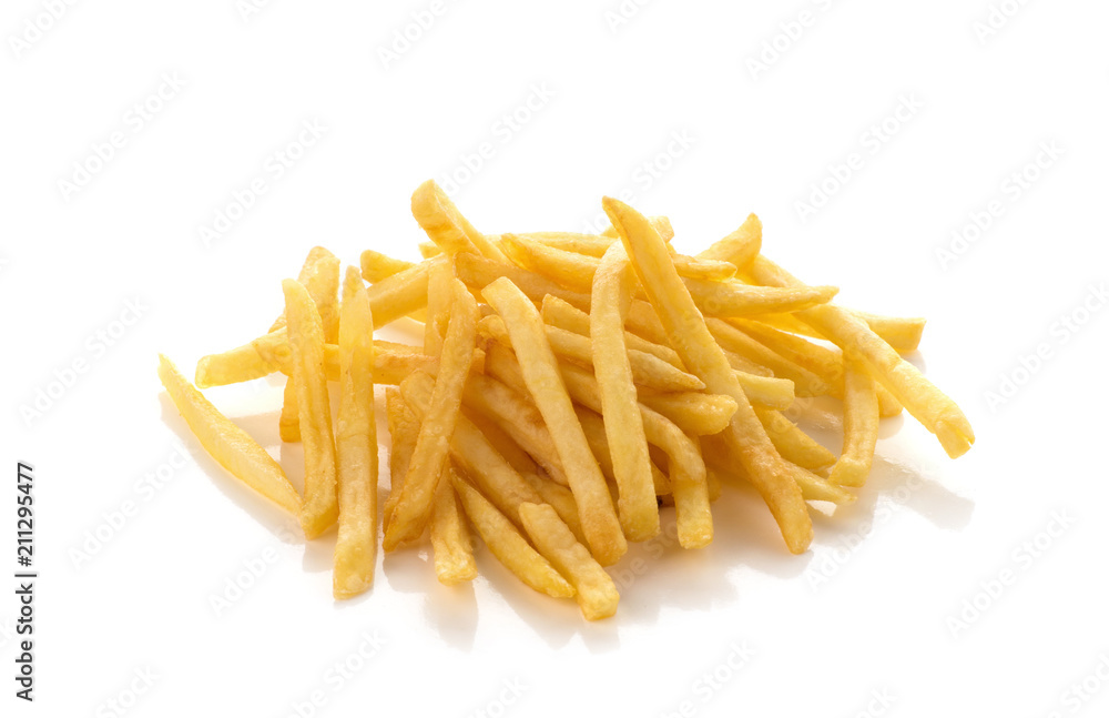 pile of french fries on a white background pile of french fries on a white background
